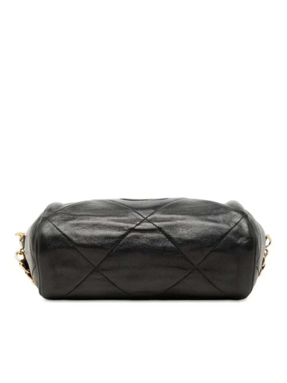 Chanel CC Logo Quilted Tassel Chain Shoulder Bag Black Gold Lambskin